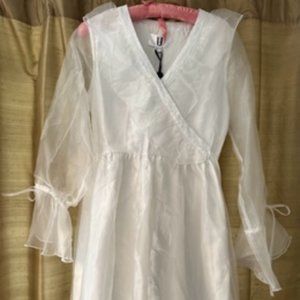 NWT Forever U Creamy White Organza Frill Mini Dress Size 4